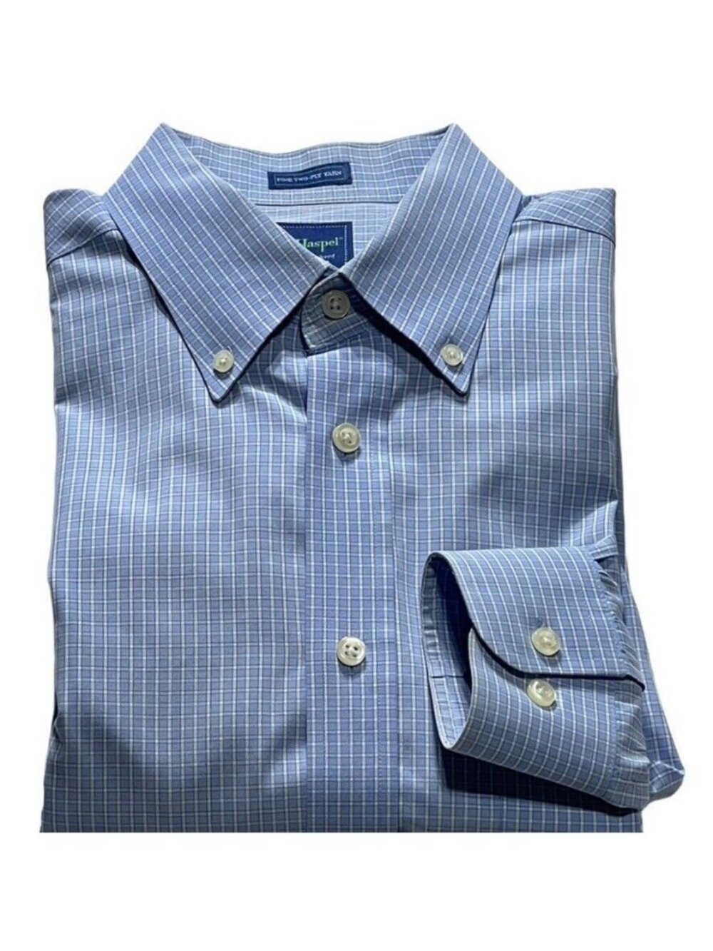 Haspel Mens Blue Checkered Long-Sleeve Button-Up Shirt Size M